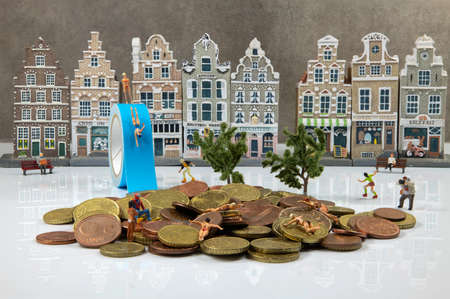 concept idea of swimming in the moneyの写真素材