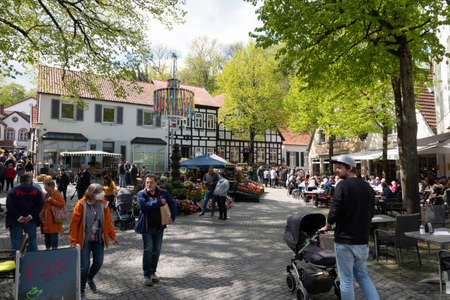 people enjoy the sun in the center of tecklenburgのeditorial素材
