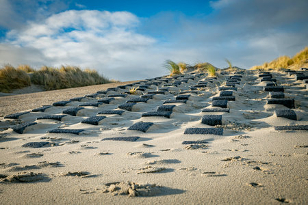 square stone blocks to protect the coast from the seaの写真素材