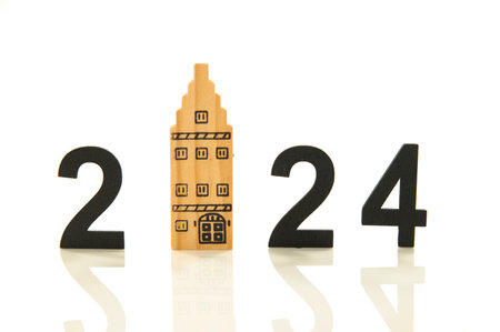 the year 2024 with plans for a new homeの写真素材