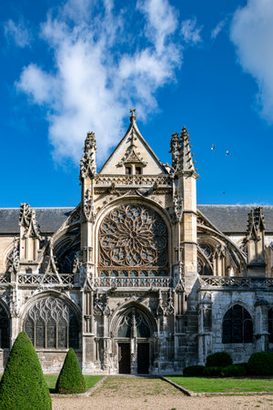 The collegiate Notre Dame des Andelys church in franceの写真素材