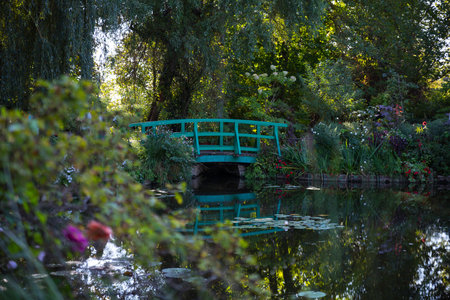 the flowers and plants in the gardens of monet in franceの写真素材