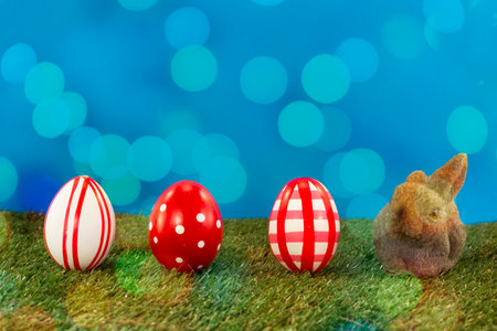 easter eggs and bunnyの写真素材