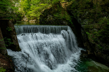 waterfall in slovenia vintgar gorgeの写真素材