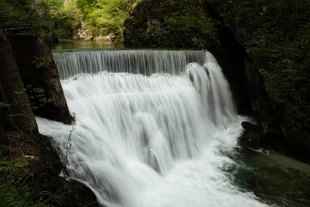 waterfall in slovenia vintgar gorgeの写真素材