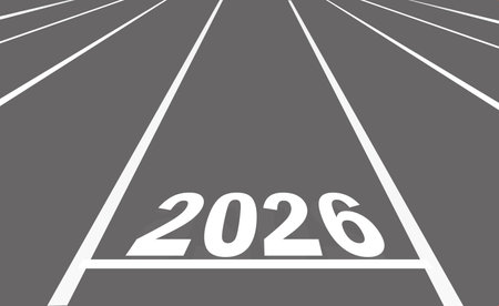 New year 2026 written on the road track as a start. Concept of planningの写真素材