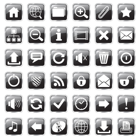 set of glossy square vector web iconsの写真素材