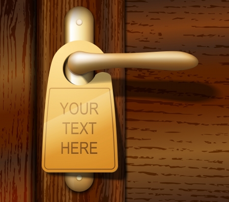 illustration of door hanger on handle of wooden door  のイラスト素材