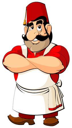 Cartoon Turkey Chef invites you to lunch.のイラスト素材