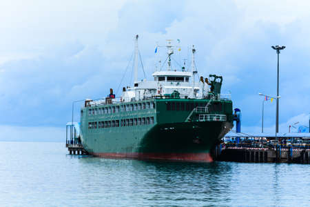 Ferry boat in the Samui harborの写真素材