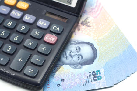 calculator and thai moneyの写真素材