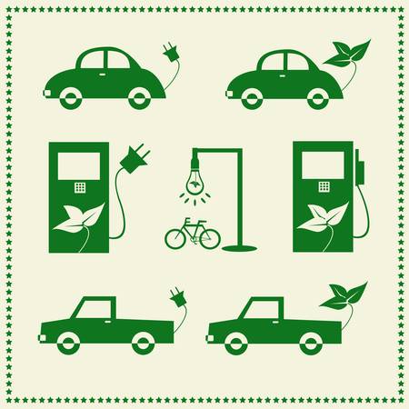Set of eco cars icons, Vector illustrationのイラスト素材