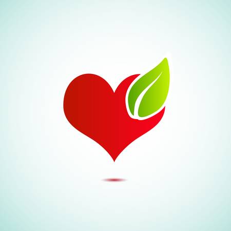 ecological icon with heart and leafのイラスト素材