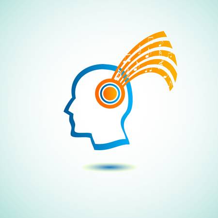 head with musical notes symbolのイラスト素材