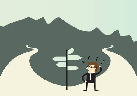 Businessman do not know where to goのイラスト素材