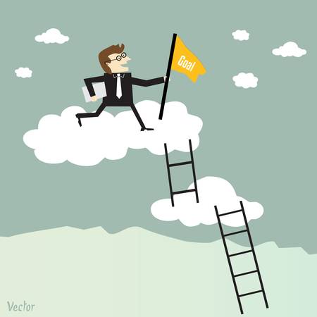 Businessman climbing the ladder to successのイラスト素材