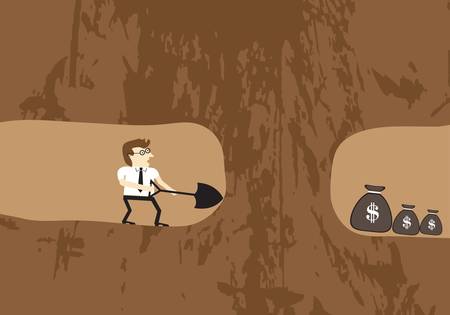 Businessmen were digging soil to find moneyのイラスト素材