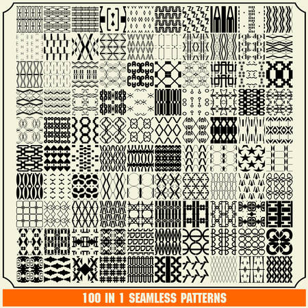 100 in 1 of Different seamless patternsのイラスト素材
