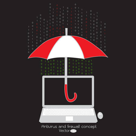 Antivirus and firewall protection on your laptopのイラスト素材