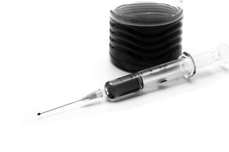 syringe isolated on white background, Black and white styleの写真素材