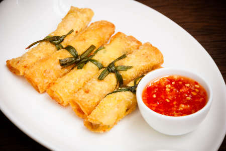 Fried wonton with sauceの写真素材