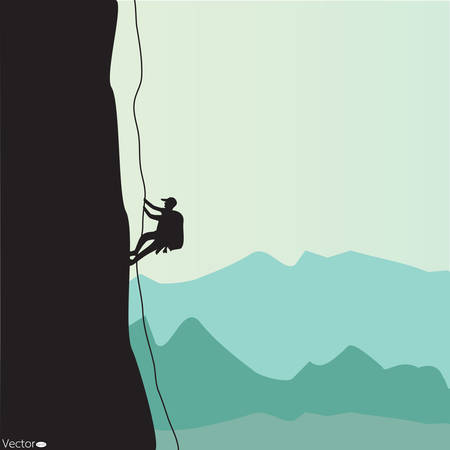Mountain climbing, vector illustrationのイラスト素材