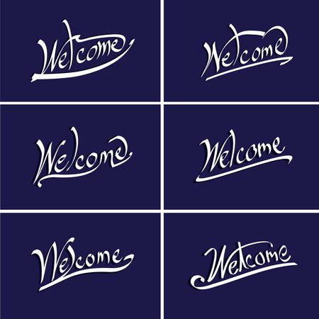 Welcome hand lettering. Handmade calligraphyのイラスト素材