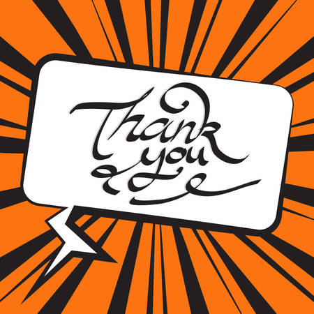 Thank you hand lettering in speech. Handmade calligraphyのイラスト素材