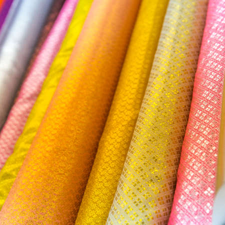 Colorful fabric rollsの写真素材