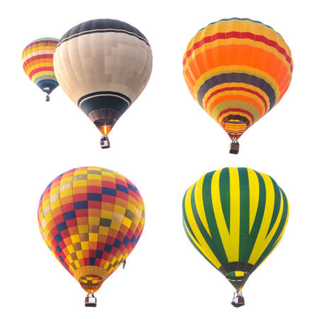 colorful hot air balloons isolated on white backgroundの写真素材