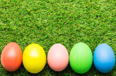 Easter eggs on green grass