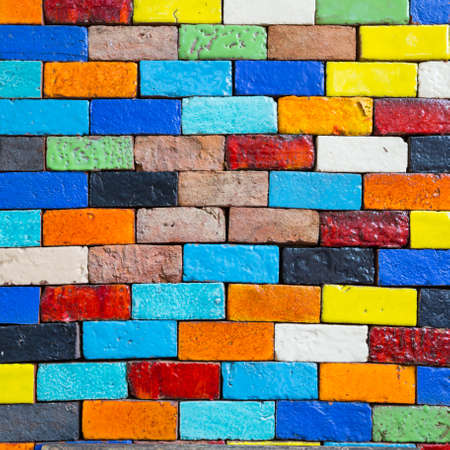 Colorful brick wall backgroundの写真素材