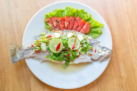 Steamed Fish in Lemon Sauceの写真素材