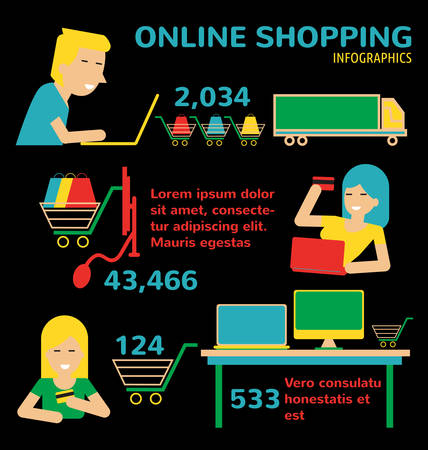 Online shopping infographicsのイラスト素材