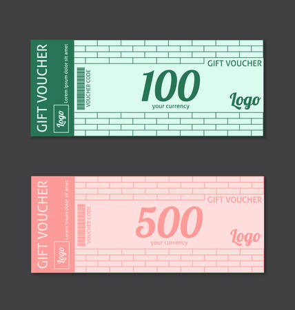 Gift voucher template. Simple wall styleのイラスト素材