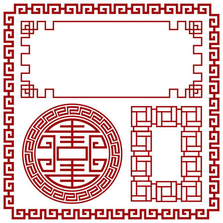 Chinese border, Chinese decorative frameのイラスト素材
