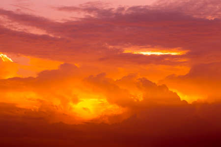Twilight sky, Fiery orange sunset