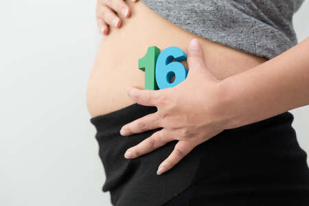 Sixteen weeks of pregnancyの写真素材