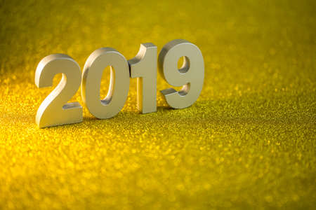 Golden confetti with text 2019 for Happy new yearの写真素材