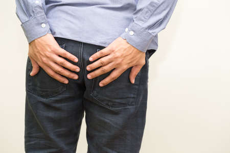 Hemorrhoid symptoms from rectal cancerの写真素材