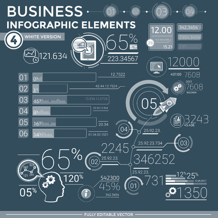 Infographic elements collection. Business vector illustration in flat style. Vol4, white version.のイラスト素材