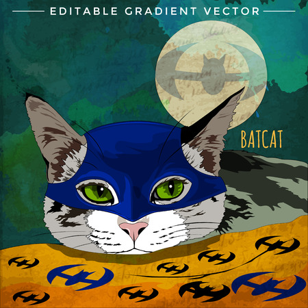 BatCat. Vector illustration of a cat at home.のイラスト素材