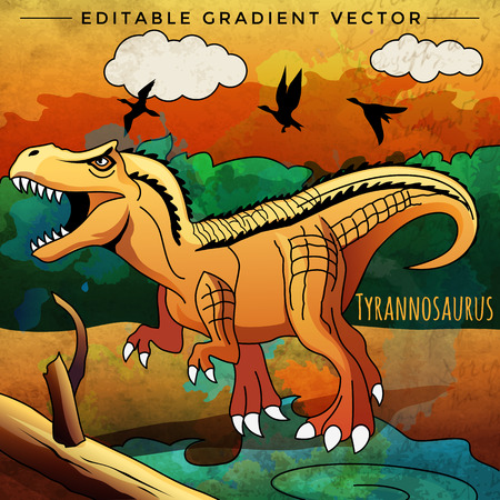Tyrannosaurus. Vector illustration of a dinosaur in its habitat.のイラスト素材