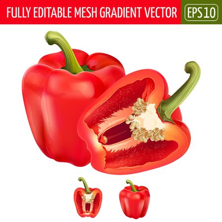 Red pepper on white background. Vector illustrationのイラスト素材