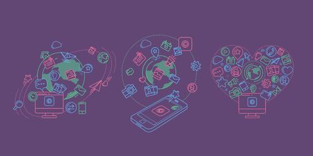 Social Media Colorful Linear Illustration