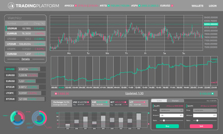 A collection of infographic elements on the topic of trading on the stock exchange. You can make UI design or quickly create a decorative design for your projects.のイラスト素材