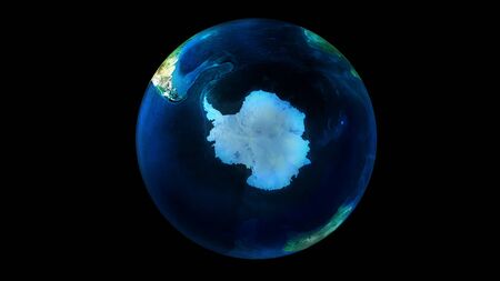 The day half of the Earth from space showing Antarctica.の写真素材