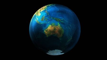 The day half of the Earth from space showing Asia, Oceania, Australia and Antarctica.の写真素材