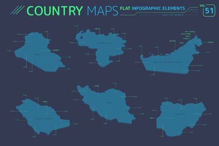 Iraq, Iran, Saudi Arabia, Venezuela and United Arab Emirates Mapsのイラスト素材