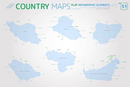 Some OPEC Members, Iran, Iraq, Saudi Arabia, Venezuela and United Arab Emirates Mapsのイラスト素材